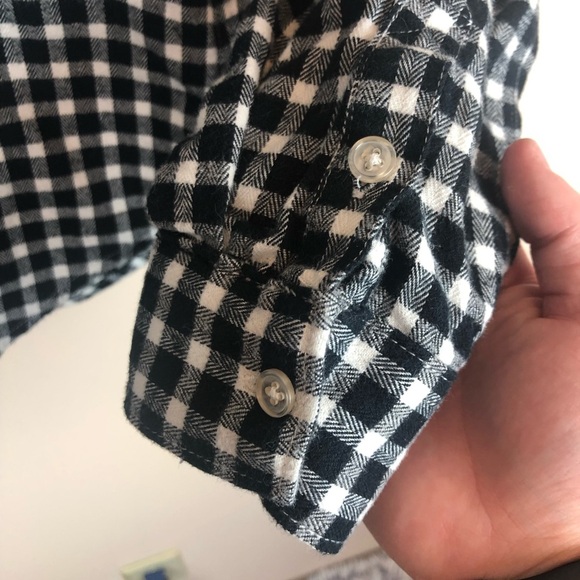 Women's Paige Black & White Buffalo Check Flannel Button Down Top Size Small - Picture 5 of 5
